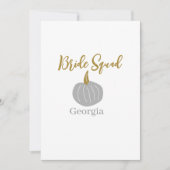 Grijze gouden pompoen herfst bruid squad modern kaart (Voorkant)