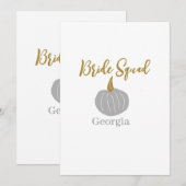 Grijze gouden pompoen herfst bruid squad modern kaart (Voorkant / Achterkant)