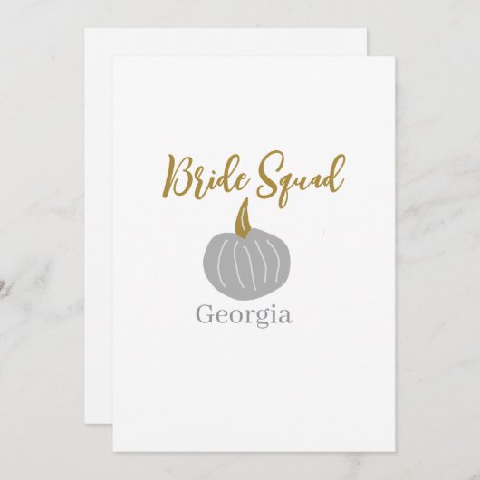 Grijze gouden pompoen herfst bruid squad modern kaart (Voorkant / Achterkant)