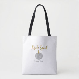 Grijze gouden pompoen herfst bruid squad modern  tote bag