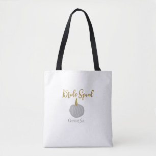 Grijze gouden pompoen herfst bruid squad modern tote bag