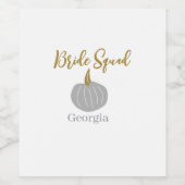 Grijze gouden pompoen herfst bruid squad modern  wijn etiket (Enkel label)