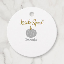 Grijze gouden pompoen herfst bruids-squad modern  bedankjes labels