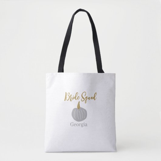 Grijze gouden pompoen herfst bruids team modern tote bag (Voorkant)