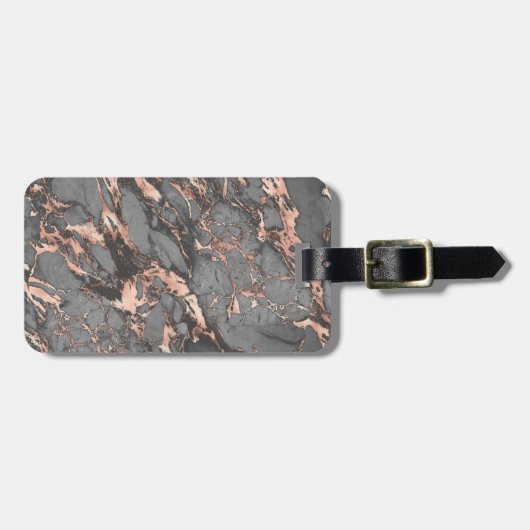 Grijze gouden roos, gemarmerd modern design bagagelabel (Voorkant horizontaal)