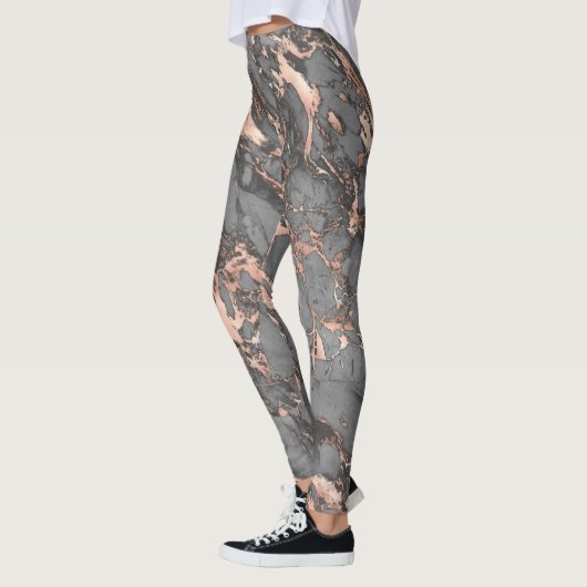 Grijze gouden roos, gemarmerd modern design leggings (Links)