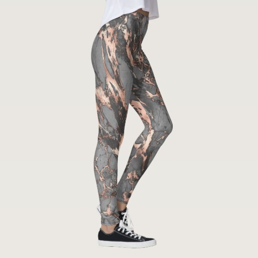 Grijze gouden roos, gemarmerd modern design leggings (Rechts)