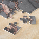 Grijze gouden roos, gemarmerd modern design legpuzzel (Zijkant)