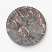 Grijze gouden roos, gemarmerd modern design papieren bordje (Voorkant)