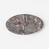 Grijze gouden roos, gemarmerd modern design papieren bordje (Gekanteld)