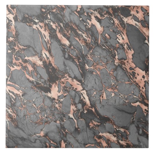 Grijze gouden roos, gemarmerd modern design tegeltje (Voorkant)