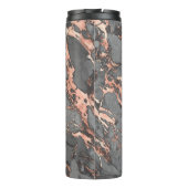 Grijze gouden roos, gemarmerd modern design thermosbeker (Achterkant)