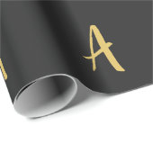 Grijze Goudkleurige Monogram Professioneel Kalligr Cadeaupapier (Rol Hoek)