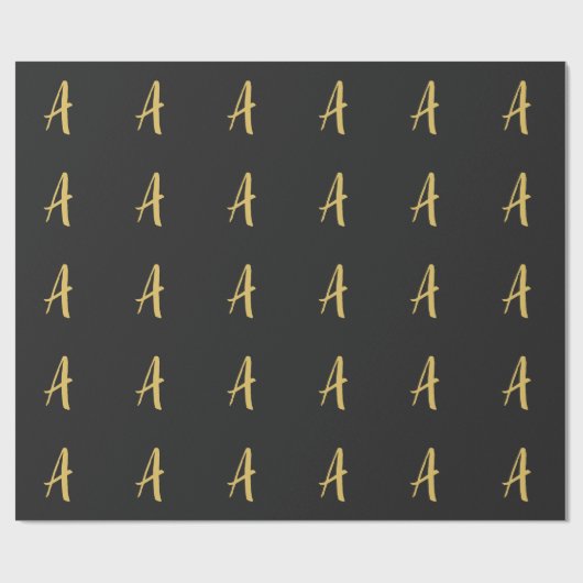 Grijze goudkleurige monogram-professionele kalligr cadeaupapier (Vlak)