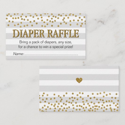 Grijze goudlegant Baby shower Luiertaper Ticket Informatiekaartje (Voorkant / Achterkant)