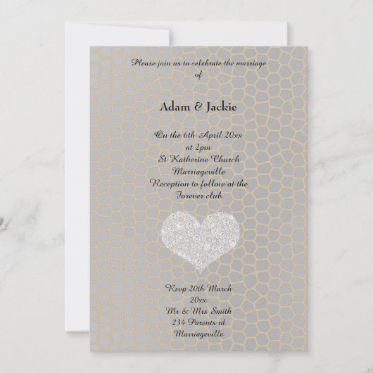 Grijze goudluipaard Druk Diamond Heart Weddenschap Kaart (Voorkant)