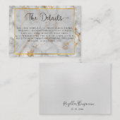 Grijze goudmarmer Agate & Elegant modern script Informatiekaartje (Voorkant / Achterkant)