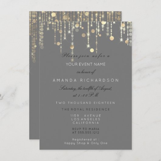 Grijze goudschijven Confetti Bridal van afgelopen  Kaart (Voorkant / Achterkant)