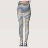 Grijze goudvocht Vloeibaar schilderen Leggings (Voorkant)
