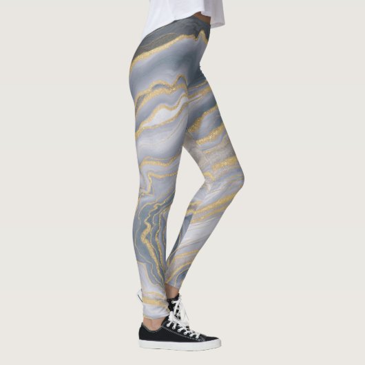 Grijze goudvocht Vloeibaar schilderen Leggings (Rechts)