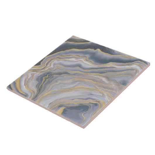 Grijze goudvocht Vloeibaar schilderen Tegeltje (Zijkant)