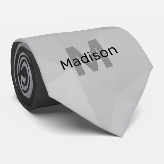 Grijze gradiënt geometrie mesh patroon Monogram Stropdas (Opgerold)