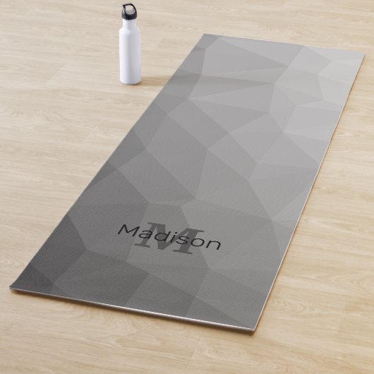 Grijze Gradiënt Geometrisch Gaas Patroon Monogram Yogamat (In situ)