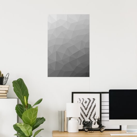 Grijze Gradiënt Geometrisch Gaas Patroon Poster (Thuiskantoor)
