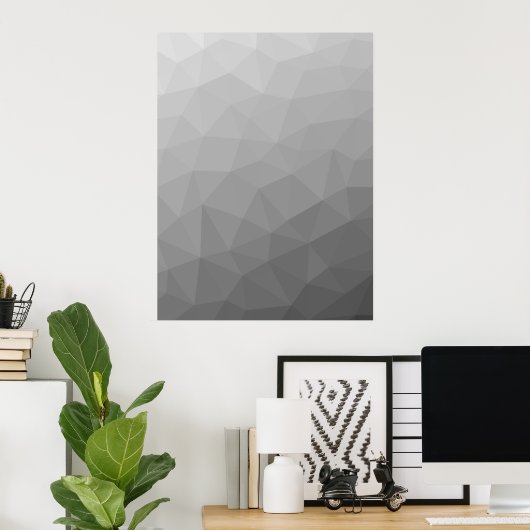 Grijze Gradiënt Geometrisch Gaas Patroon Poster (Thuiskantoor)