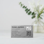 Grijze Gradiënt Geometrisch Mesh Patroon Elegant Visitekaartje (Staand voorkant)