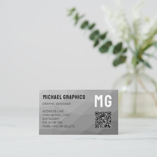 Grijze Gradiënt Geometrisch Mesh Patroon Elegant Visitekaartje (Staand voorkant)