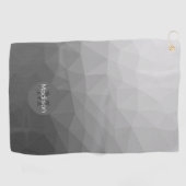 Grijze Gradiënt Geometrisch Mesh Patroon Monogram Golfhanddoek (Horizontaal)