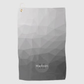 Grijze Gradiënt Geometrisch Mesh Patroon Monogram Golfhanddoek (Voorkant)