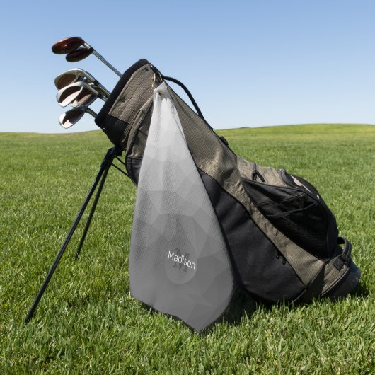 Grijze Gradiënt Geometrisch Mesh Patroon Monogram Golfhanddoek (Groen)
