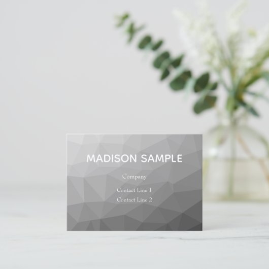 Grijze Gradiënt Geometrisch Mesh Patroon Monogram Visitekaartje (Staand voorkant)