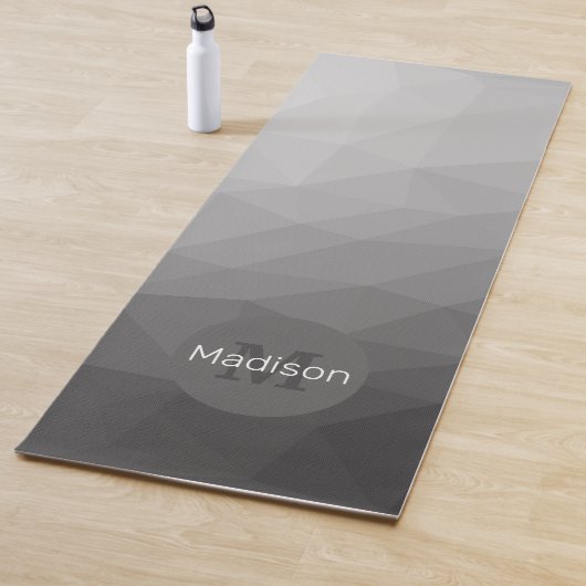 Grijze Gradiënt Geometrisch Mesh Patroon Monogram  Yogamat (In situ)