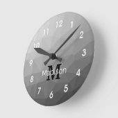 Grijze gradiënt Geometrische maaspatronen Monogram Ronde Klok (Hoek)