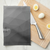 Grijze gradiënt Geometrische maaspatronen Monogram Theedoek (Quarter Fold)