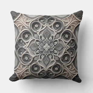 Grijze Gradient Mandala Patroon: Serene Mozaïek Ku Kussen
