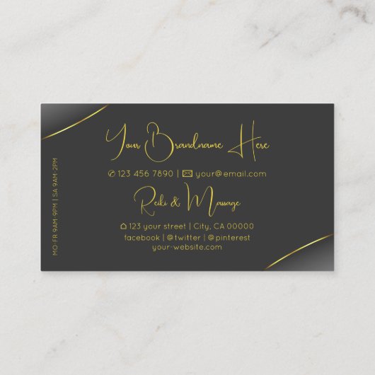 Grijze gradiënt met goudkleurige juwelen en foto's visitekaartje (Achterkant)