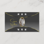 Grijze gradiënt met goudkleurige juwelen en foto's visitekaartje (Voorkant)
