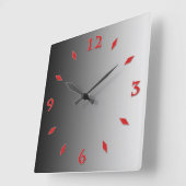 Grijze gradiënt, rode wijzerplaat. vierkante klok (Hoek)