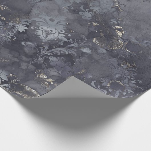 Grijze grafietsepia Floral Grungy Cottage Ink Cadeaupapier (Hoek)