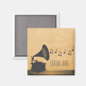 Grijze Gramophone Magnet (Voorkant / Achterkant)