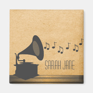 Grijze  Gramophone Magnet