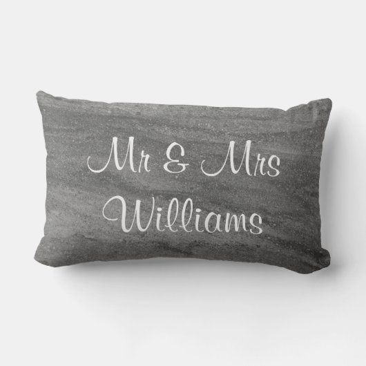 Grijze graniet "We deden" Monogrammed Wedding Pill Kussen (Achterkant)