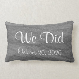 Grijze graniet "We deden" Monogrammed Wedding Pill Kussen