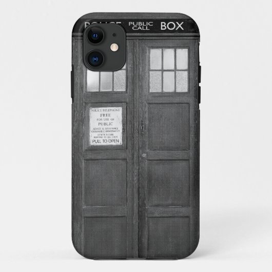 Grijze Grappige Telefooncabine Call Box Case-Mate iPhone Case (Achterkant)
