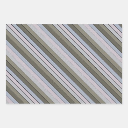 Grijze greens en zwarte strepen op Waterverf papie Inpakpapier Vel (Voorkant 2)