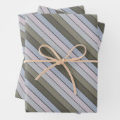 Grijze greens en zwarte strepen op Waterverf papie Inpakpapier Vel (In situ)